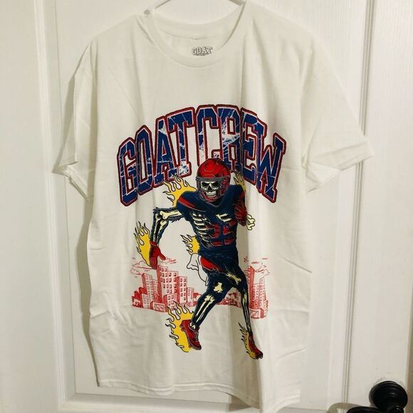 Brand New Goat Crew Grid Iron White Short Sleeve Tshirt Size Large - Picture 2 of 5
